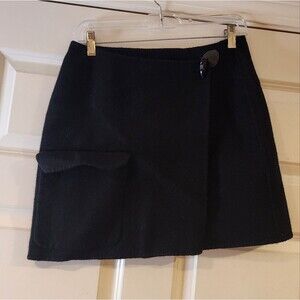 Carole Little black wool blend mini skirt size 12